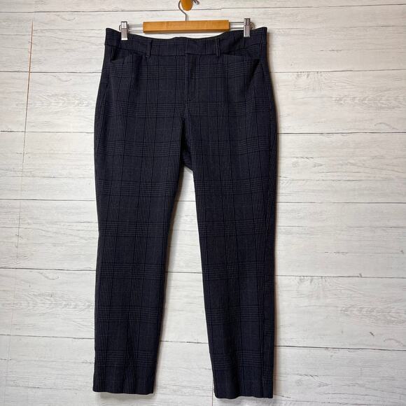 Old Navy Pants Womens Size 14 Navy & Gray Plaid High Rise Pixie Secret-Smooth - Picture 1 of 16
